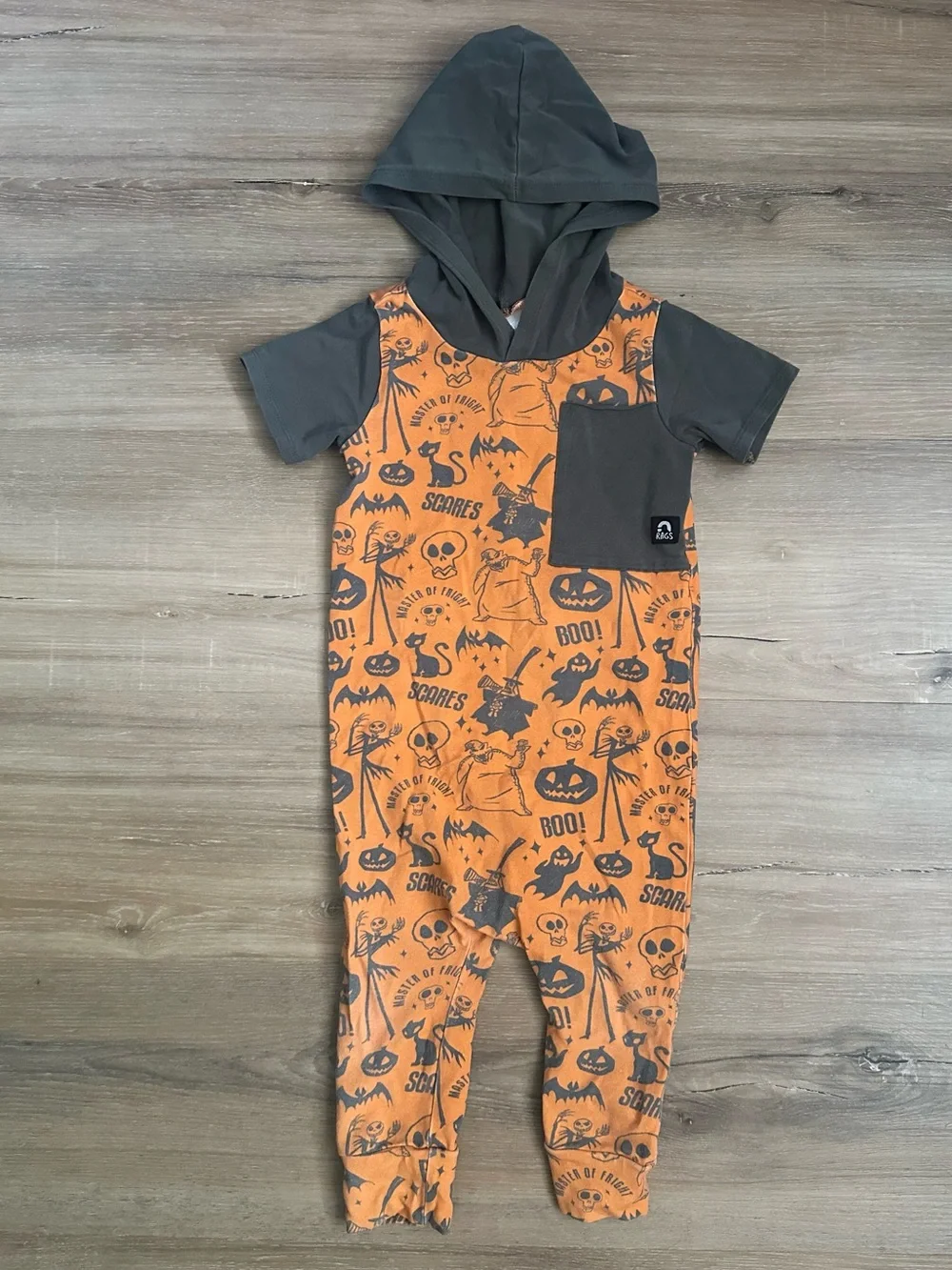 Rags to raches Halloween Nightmare Before Christmas Skeleton Pumpkin Hooded Romp